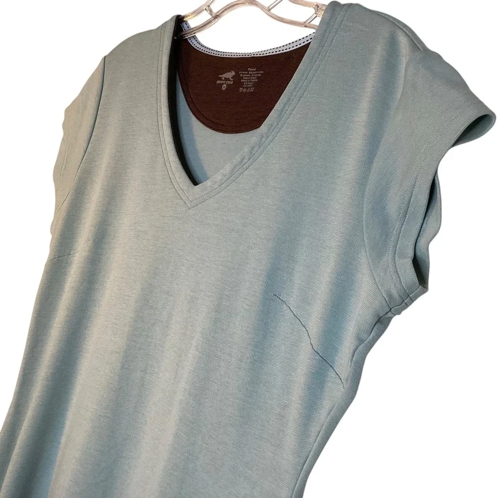 Horny Toad Womens Flexcel V-Neck Dress Green Tencel Blend Size M Athletic EUC